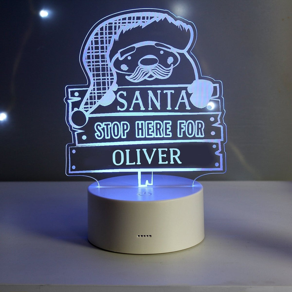 Personalised Santa Stop Here LED Colour Changing Night Light