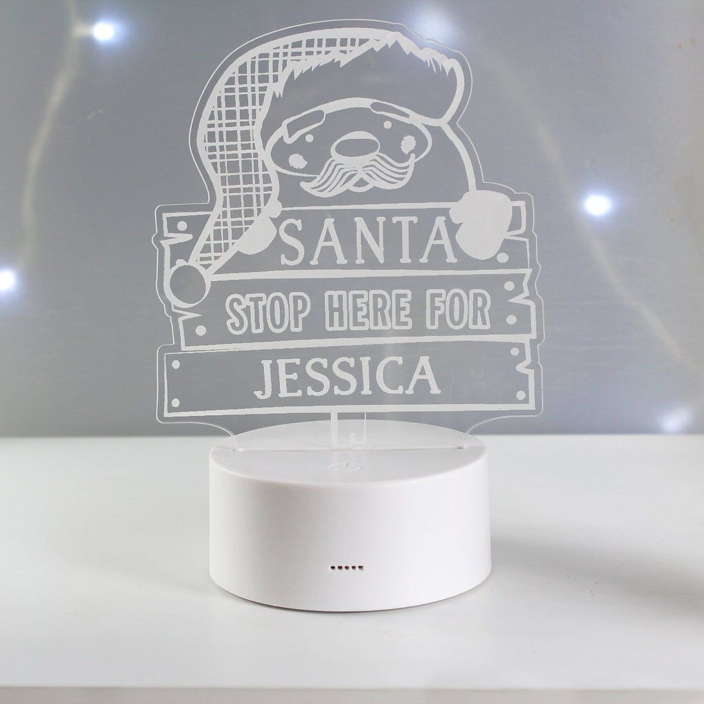 Personalised Santa Stop Here LED Colour Changing Night Light