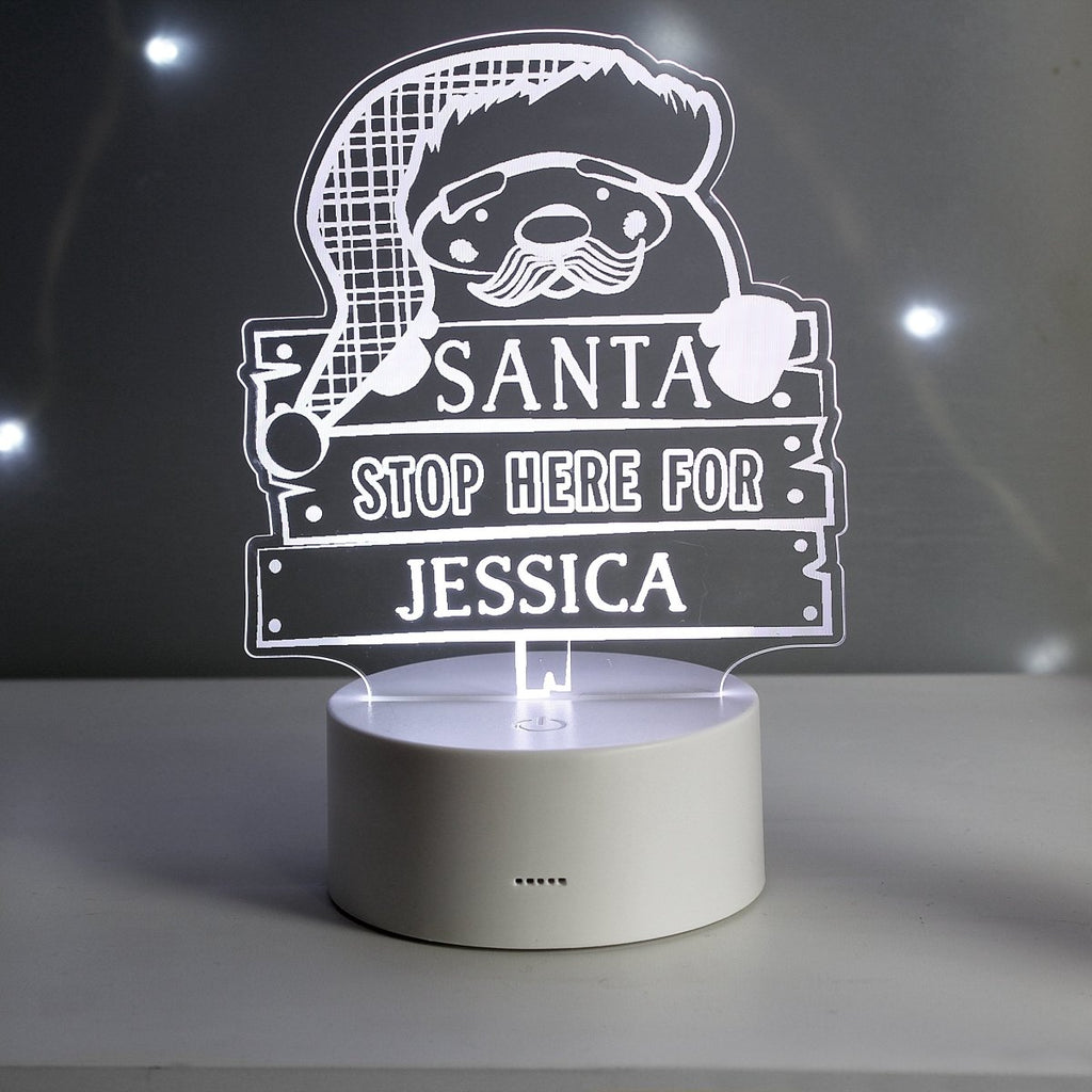 Personalised Santa Stop Here LED Colour Changing Night Light