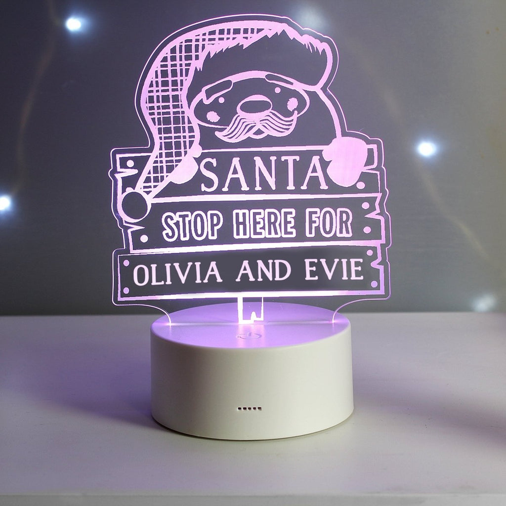 Personalised Santa Stop Here LED Colour Changing Night Light