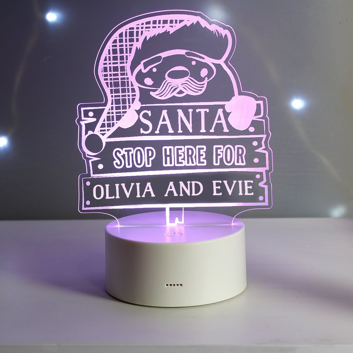Personalised Santa Stop Here LED Colour Changing Night Light