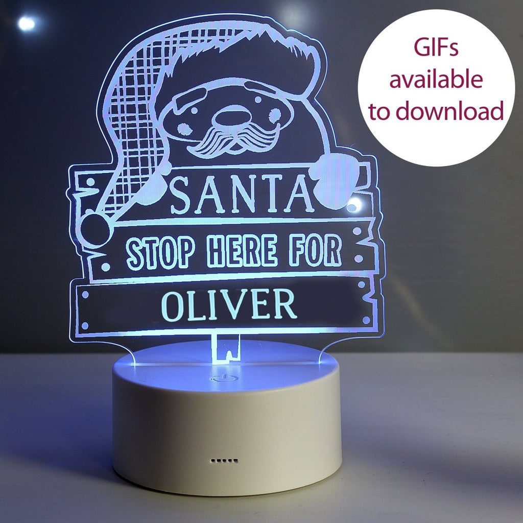 Personalised Santa Stop Here LED Colour Changing Night Light