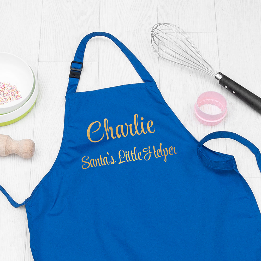 Personalised Personalised Santas Little Helper Childrens Blue Waterproof Apron