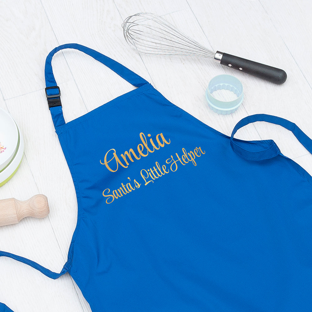Personalised Personalised Santas Little Helper Childrens Blue Waterproof Apron
