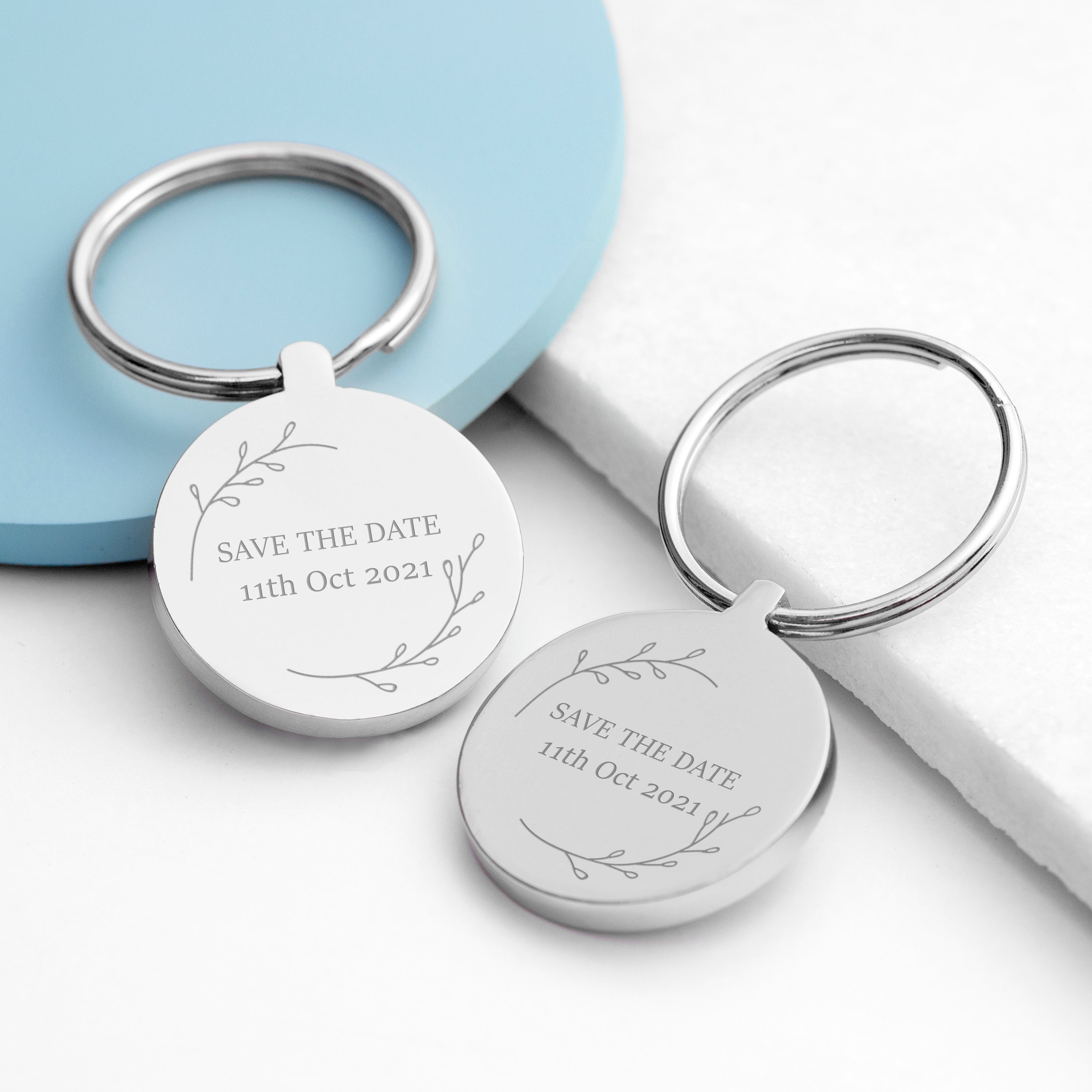 Personalised Personalised Save the Date Round Keyring