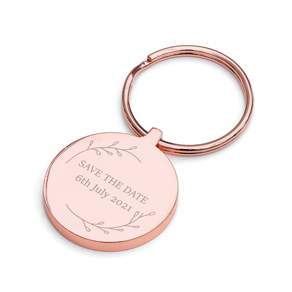Personalised Save The Date Round Keyring