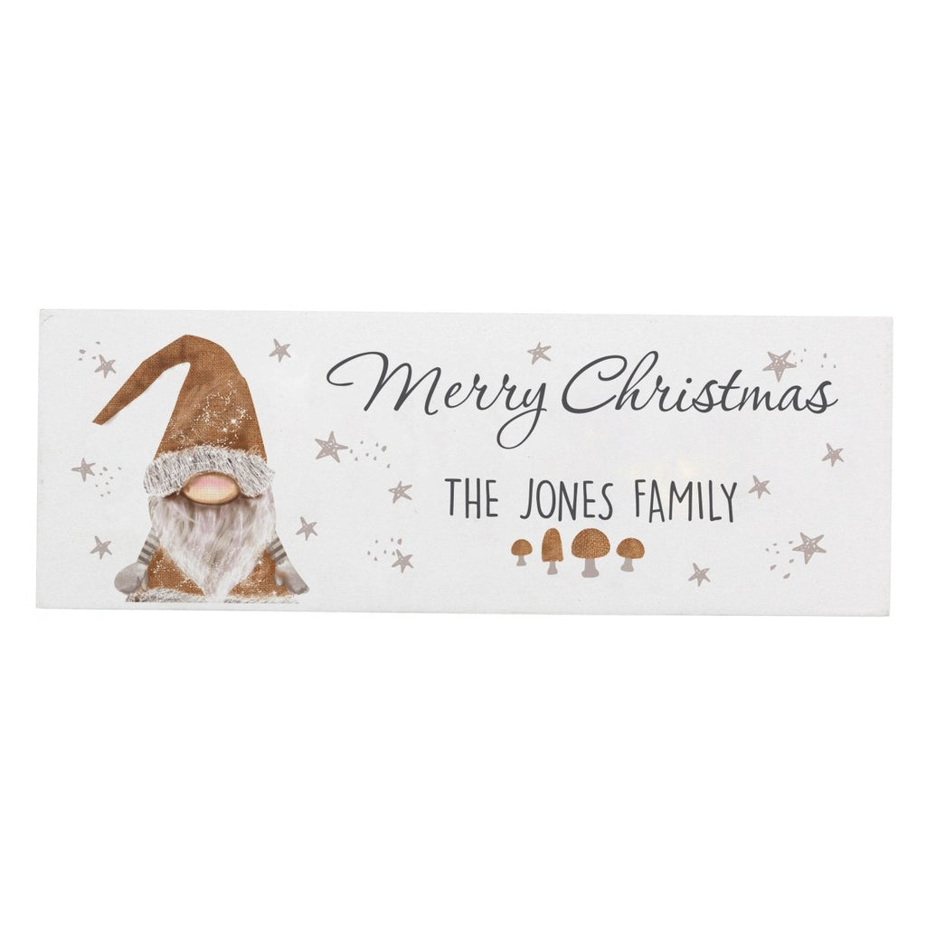 Personalised Scandinavian Christmas Gnome Wooden Block Sign