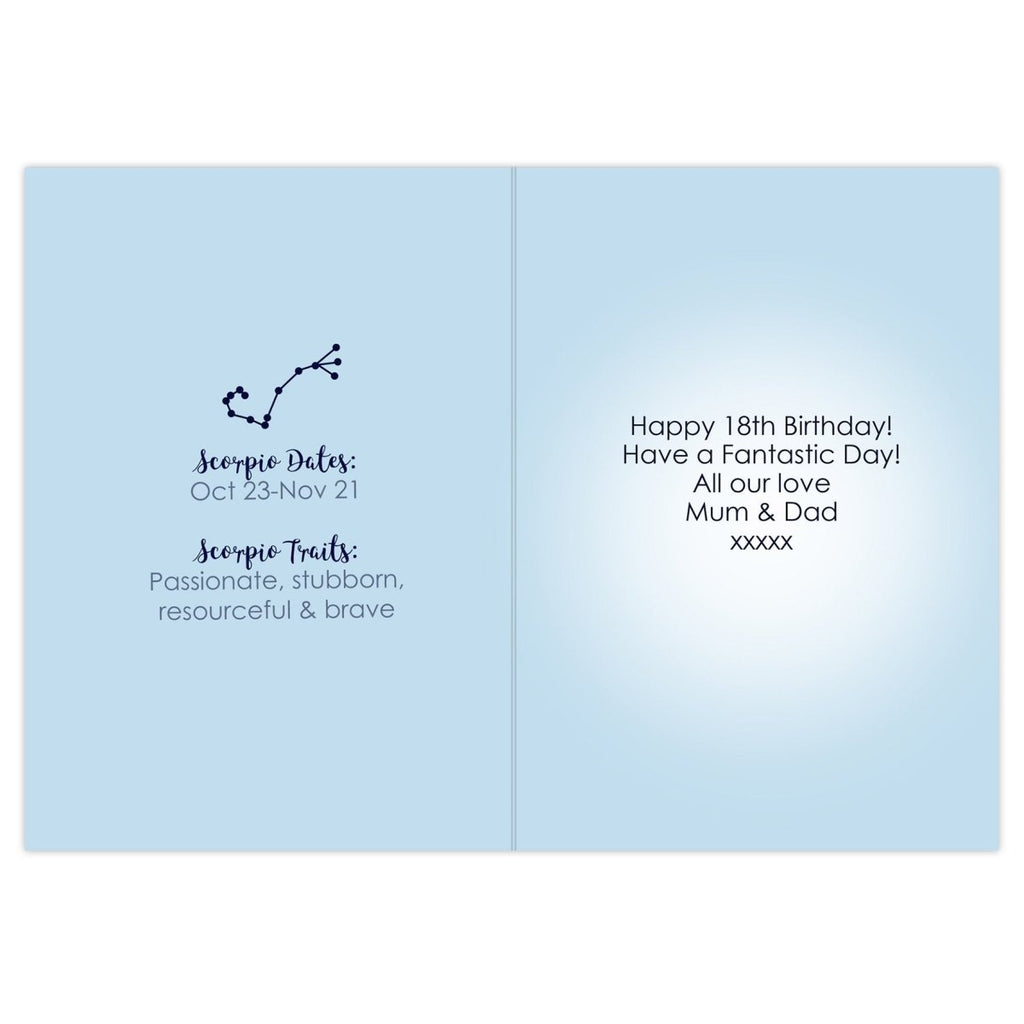 Personalised Scorpio Zodiac Star Sign Card (October 23rd - November 21st)