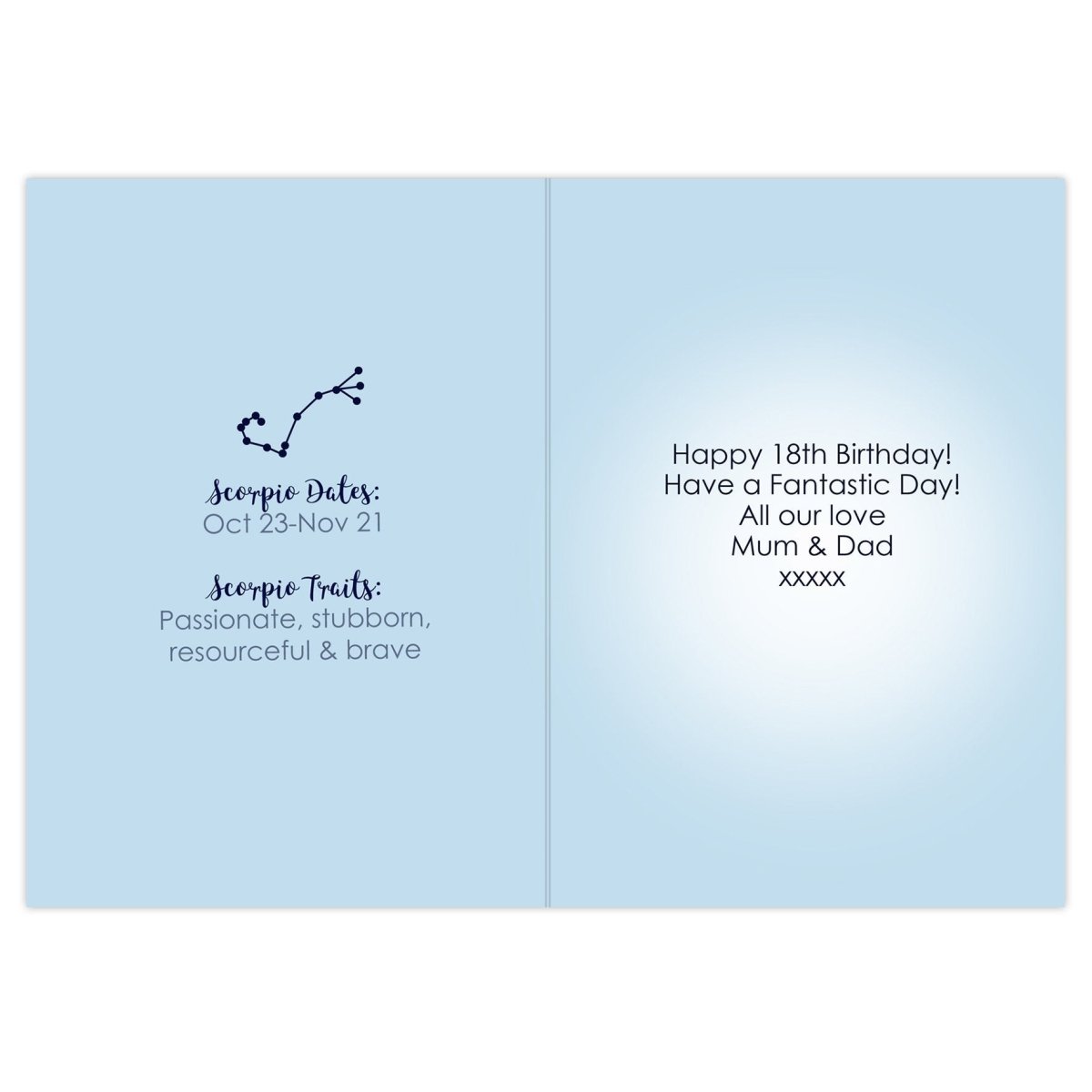 Personalised Scorpio Zodiac Star Sign Card (October 23rd - November 21st)