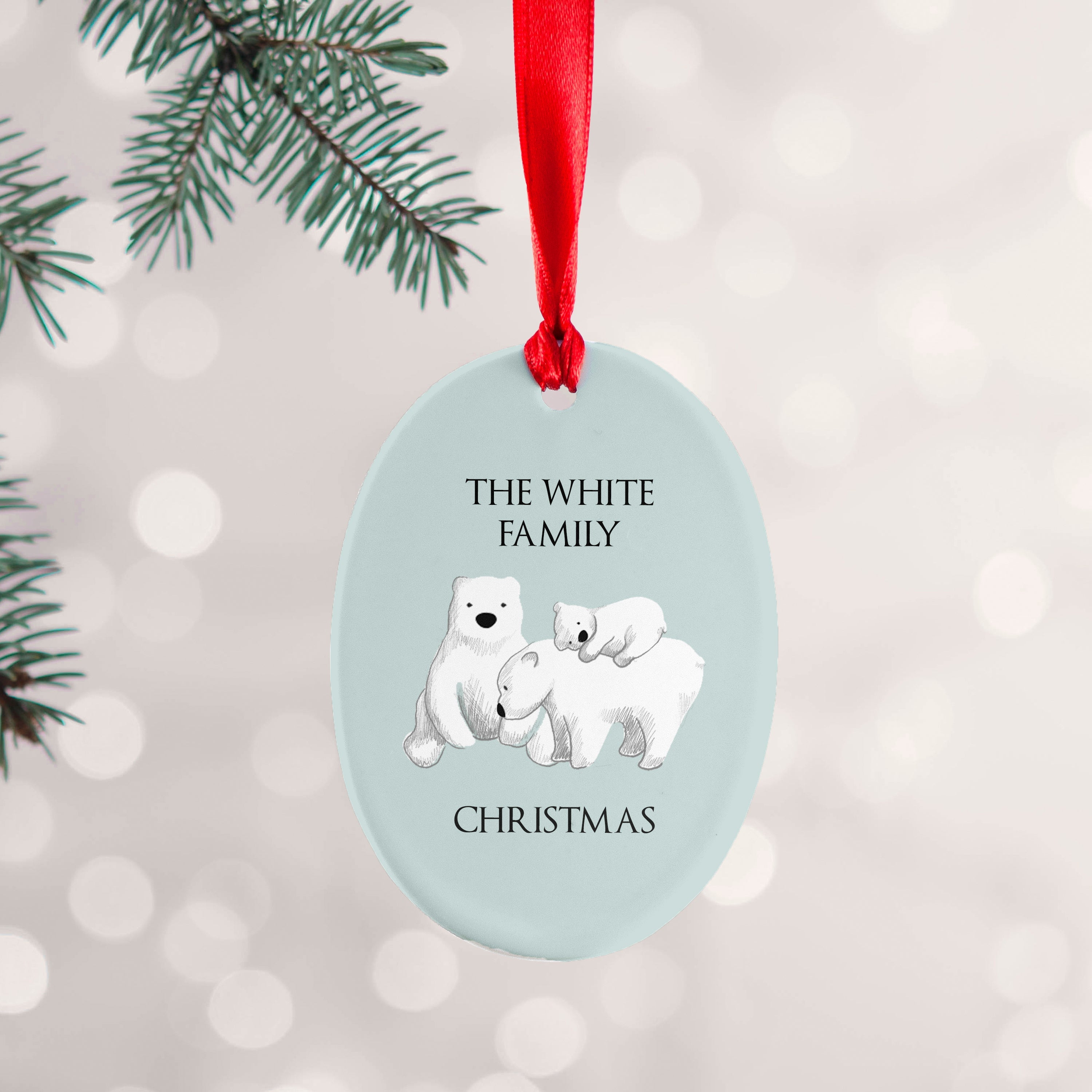 Personalised Personalised Sentimental Polar Bear Oval Ornament