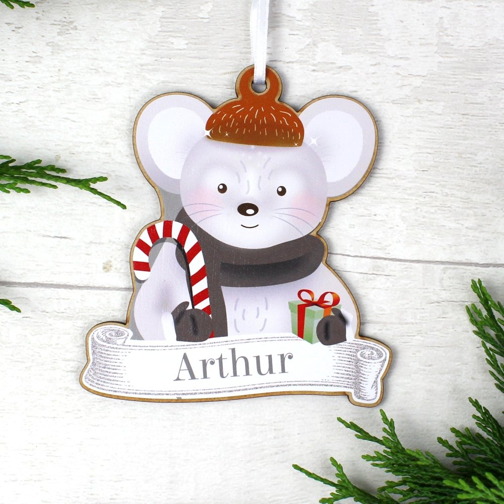 Personalised Set Of Four Colourful Christmas Characters Wooden Hanging Decorations