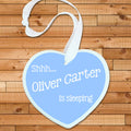 Personalised Personalised Shhh Baby's Sleeping Heart Keepsake in Blue
