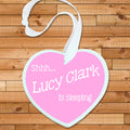 Personalised Personalised Shhh Baby's Sleeping Heart Keepsake in Pink