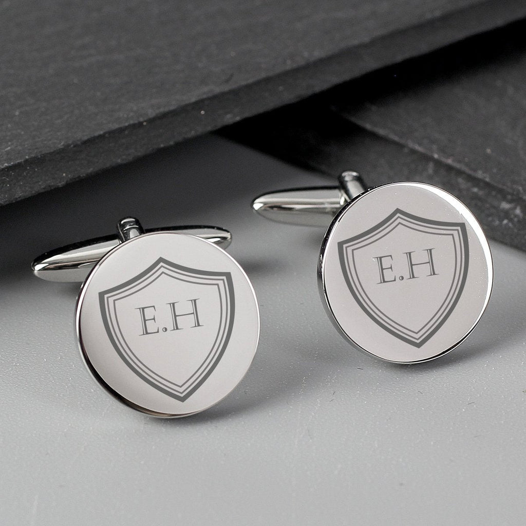 Personalised Shield Round Cufflinks
