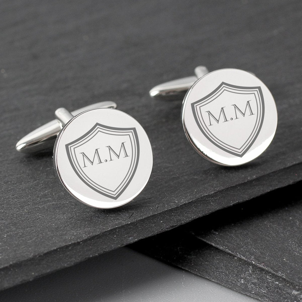 Personalised Shield Round Cufflinks