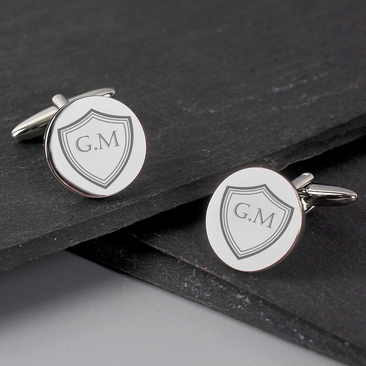 Personalised Shield Round Cufflinks