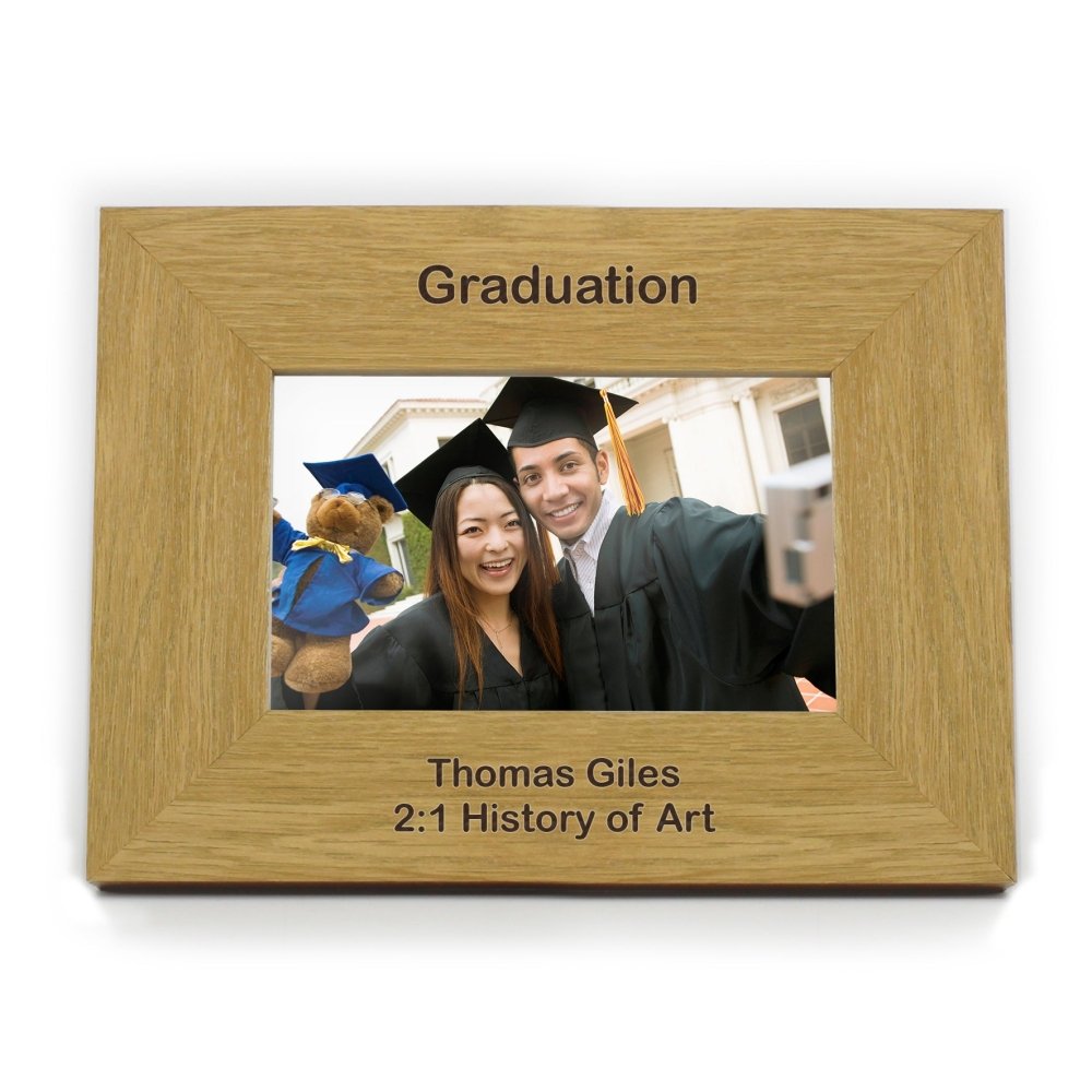 Personalised Short Message 6x4 Inch Landscape Oak Finish Photo Frame