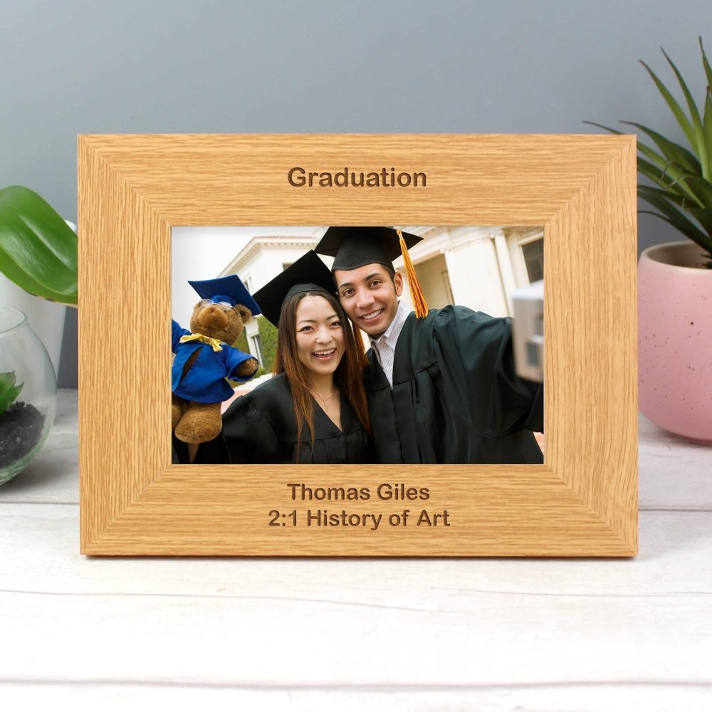 Personalised Short Message 6x4 Inch Landscape Oak Finish Photo Frame