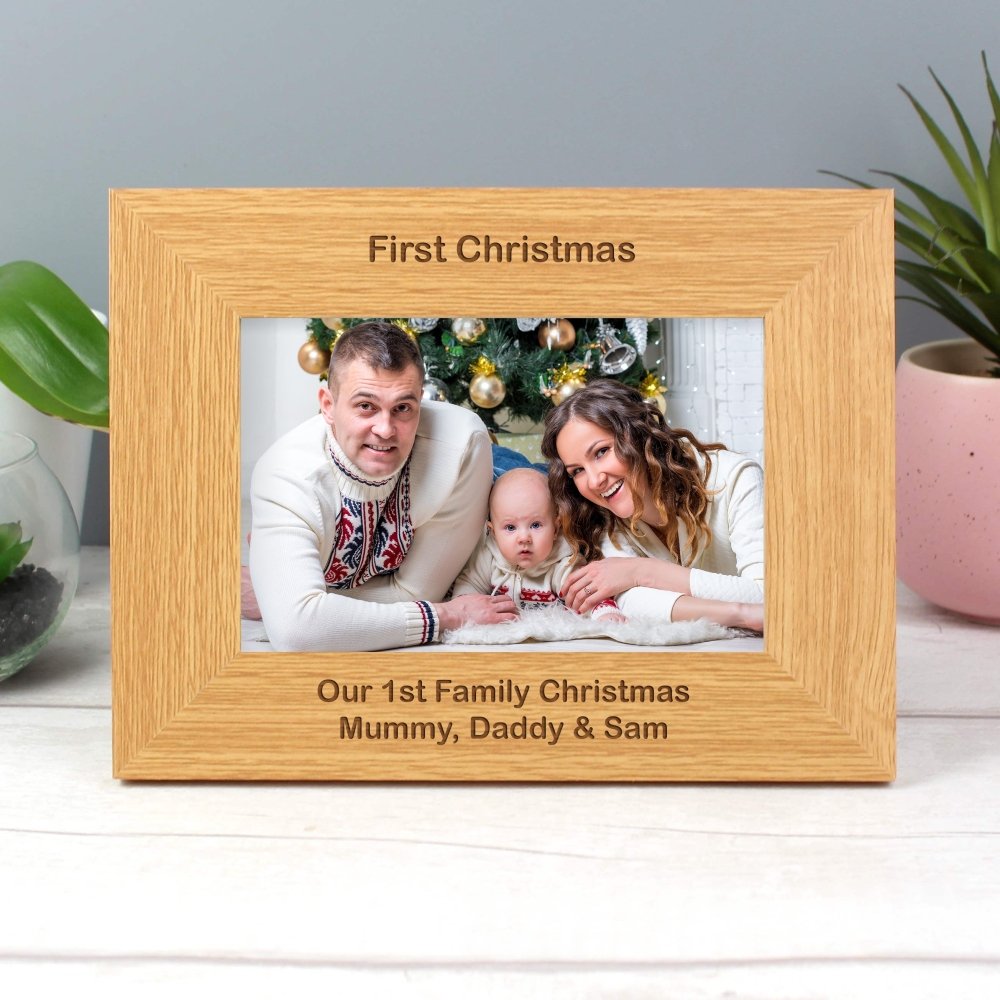 Personalised Short Message 6x4 Inch Landscape Oak Finish Photo Frame