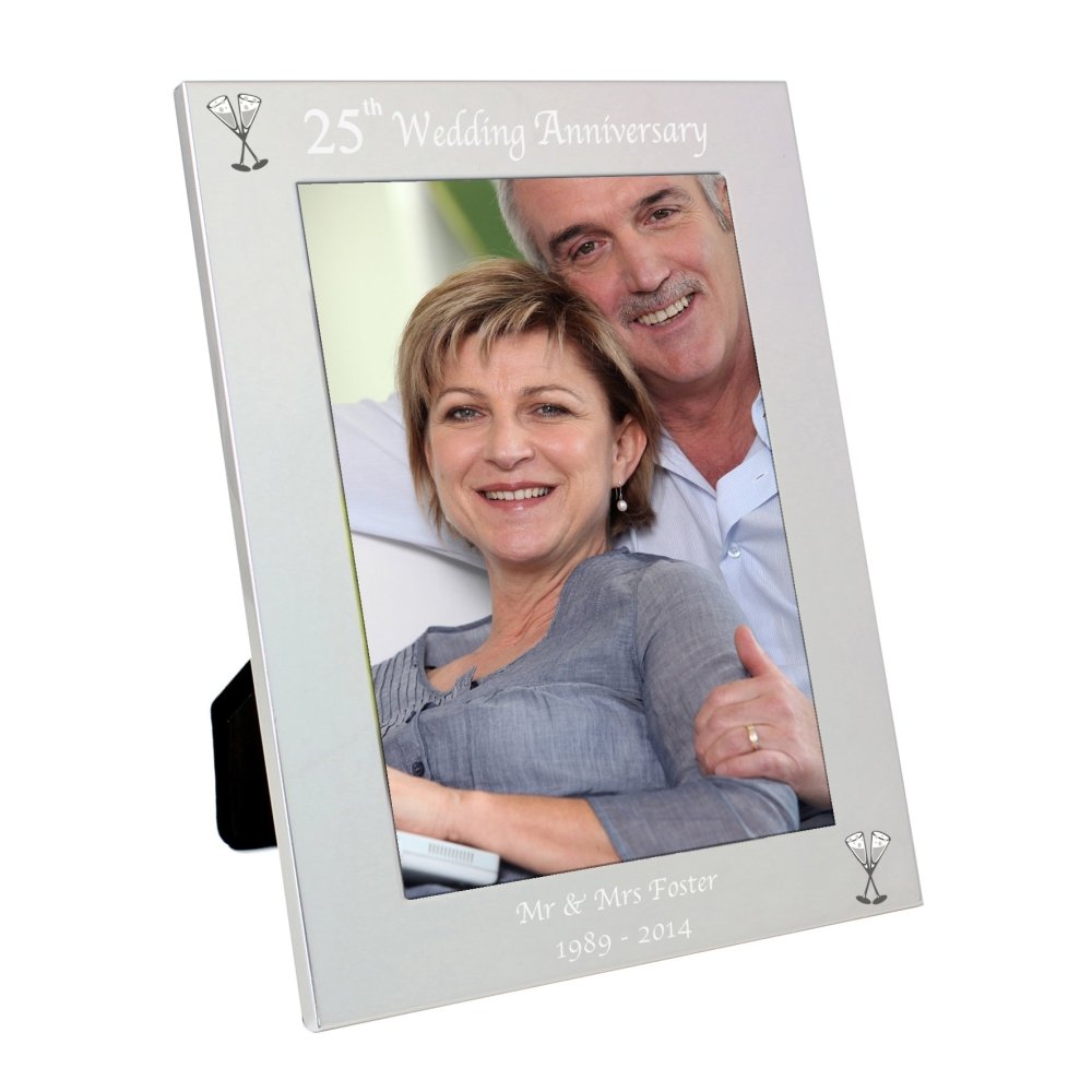 Personalised Silver 5x7 Inch 25th Wedding Anniversary Photo Frame