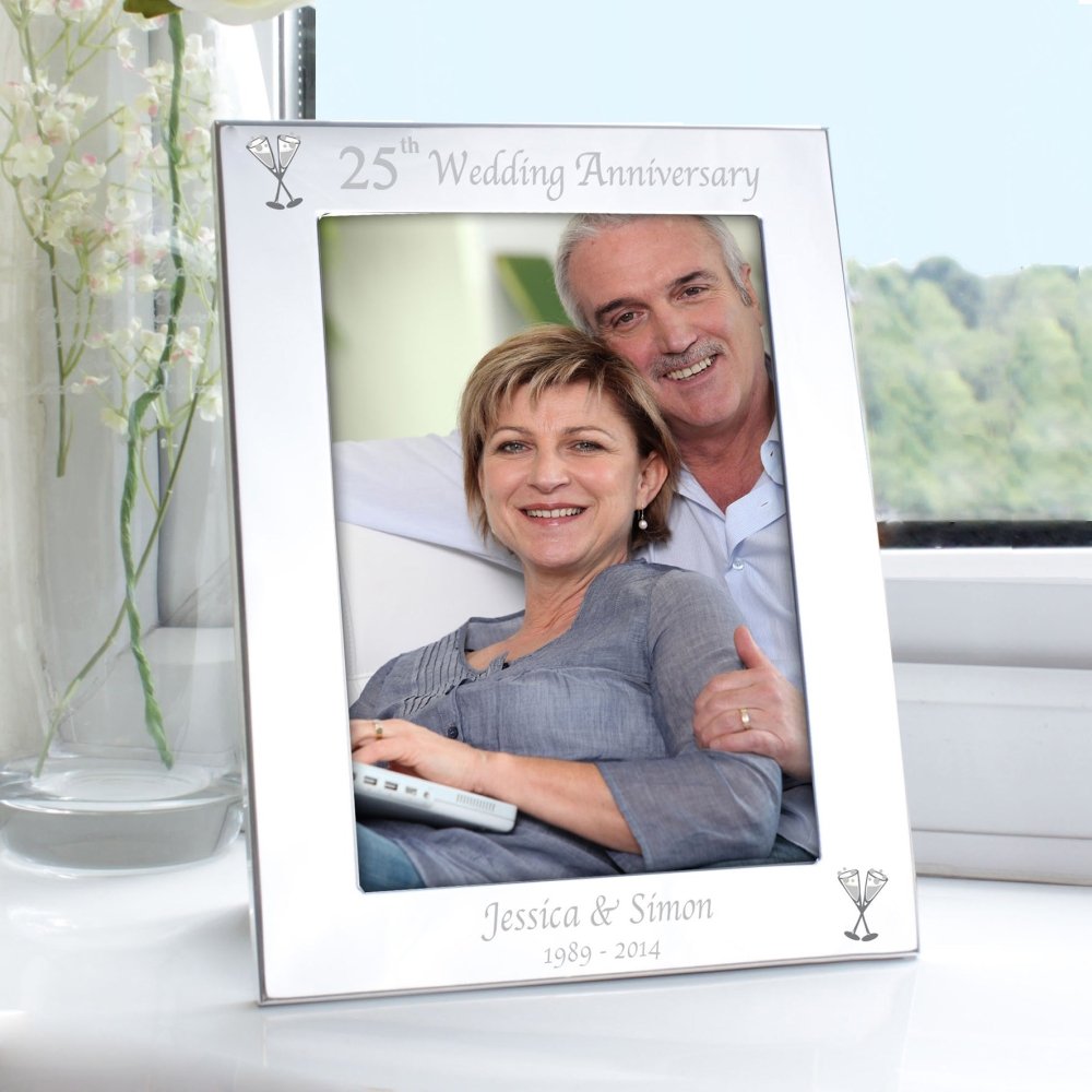 Personalised Silver 5x7 Inch 25th Wedding Anniversary Photo Frame