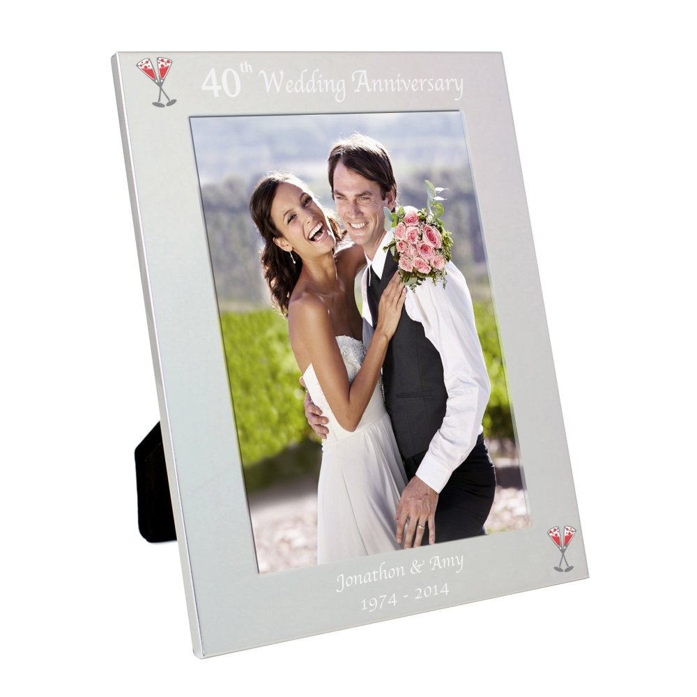 Personalised Silver 5x7 Inch 40th Wedding Anniversary Photo Frame