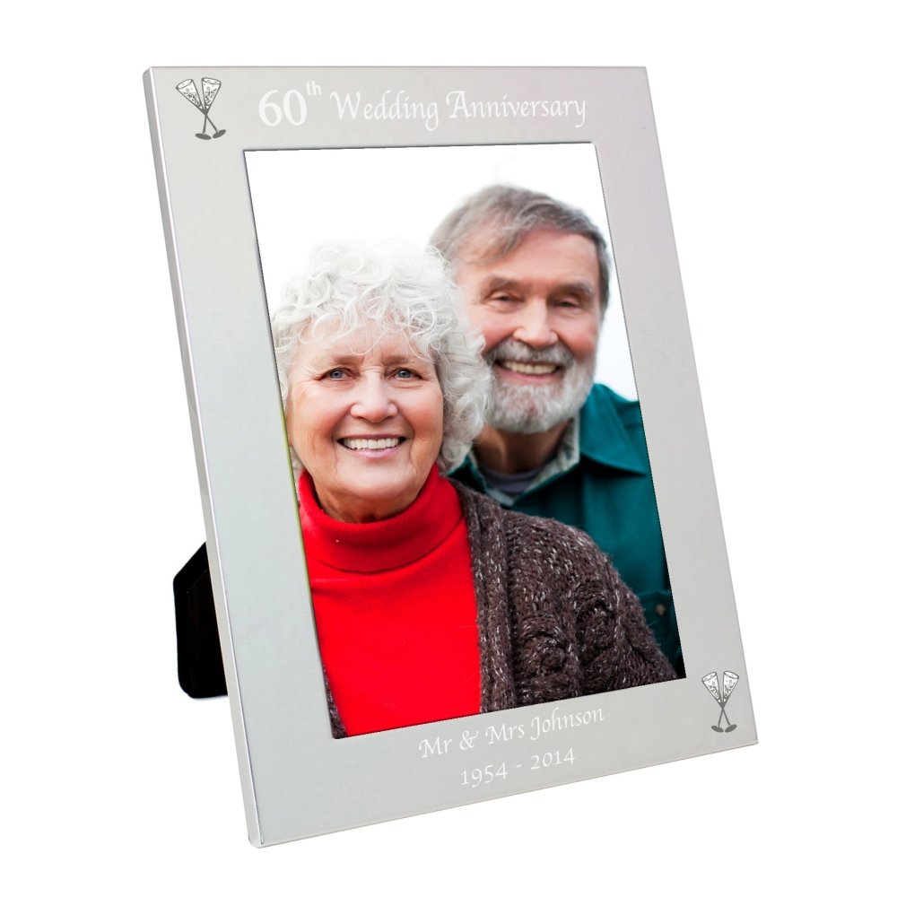 Personalised Silver 5x7 Inch 60th Wedding Anniversary Photo Frame