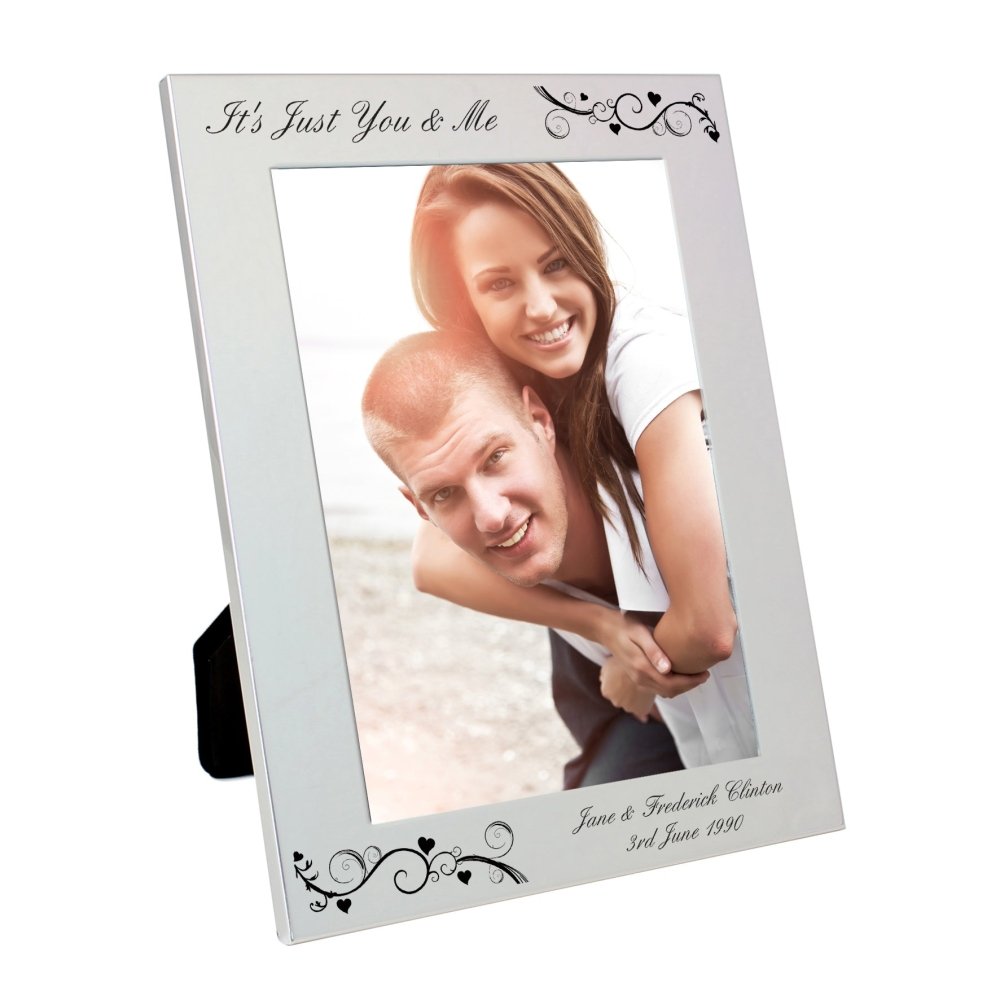 Personalised Silver 5x7 Inch Black Swirl Photo Frame