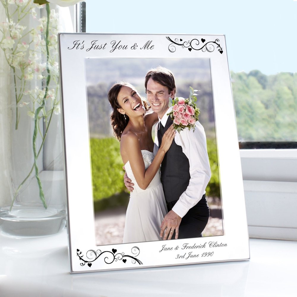 Personalised Silver 5x7 Inch Black Swirl Photo Frame