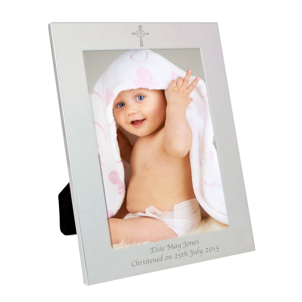 Personalised Silver 5x7 Inch Cross Photo Frame