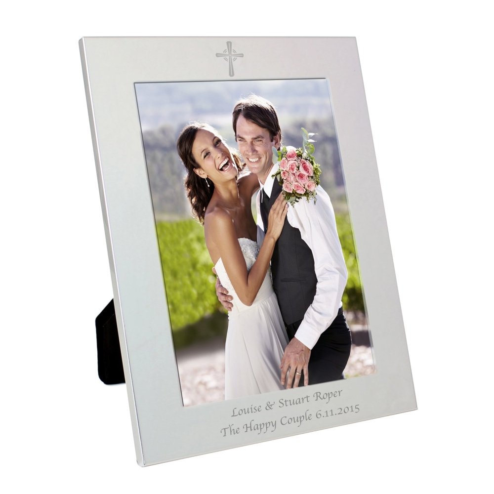 Personalised Silver 5x7 Inch Cross Photo Frame