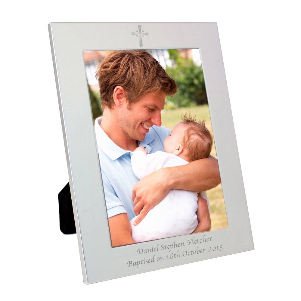 Personalised Silver 5x7 Inch Cross Photo Frame