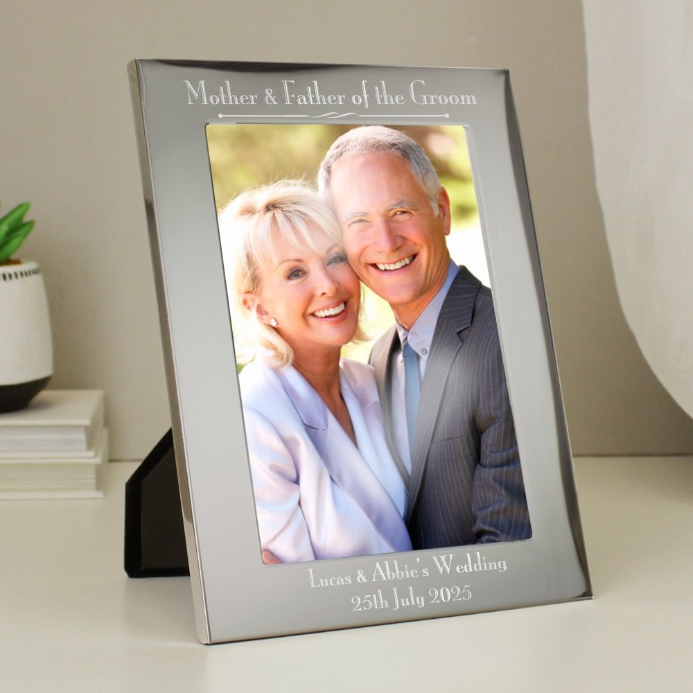 Personalised Silver 5x7 Inch Decorative Mother & Father Of The Bride Photo Frame