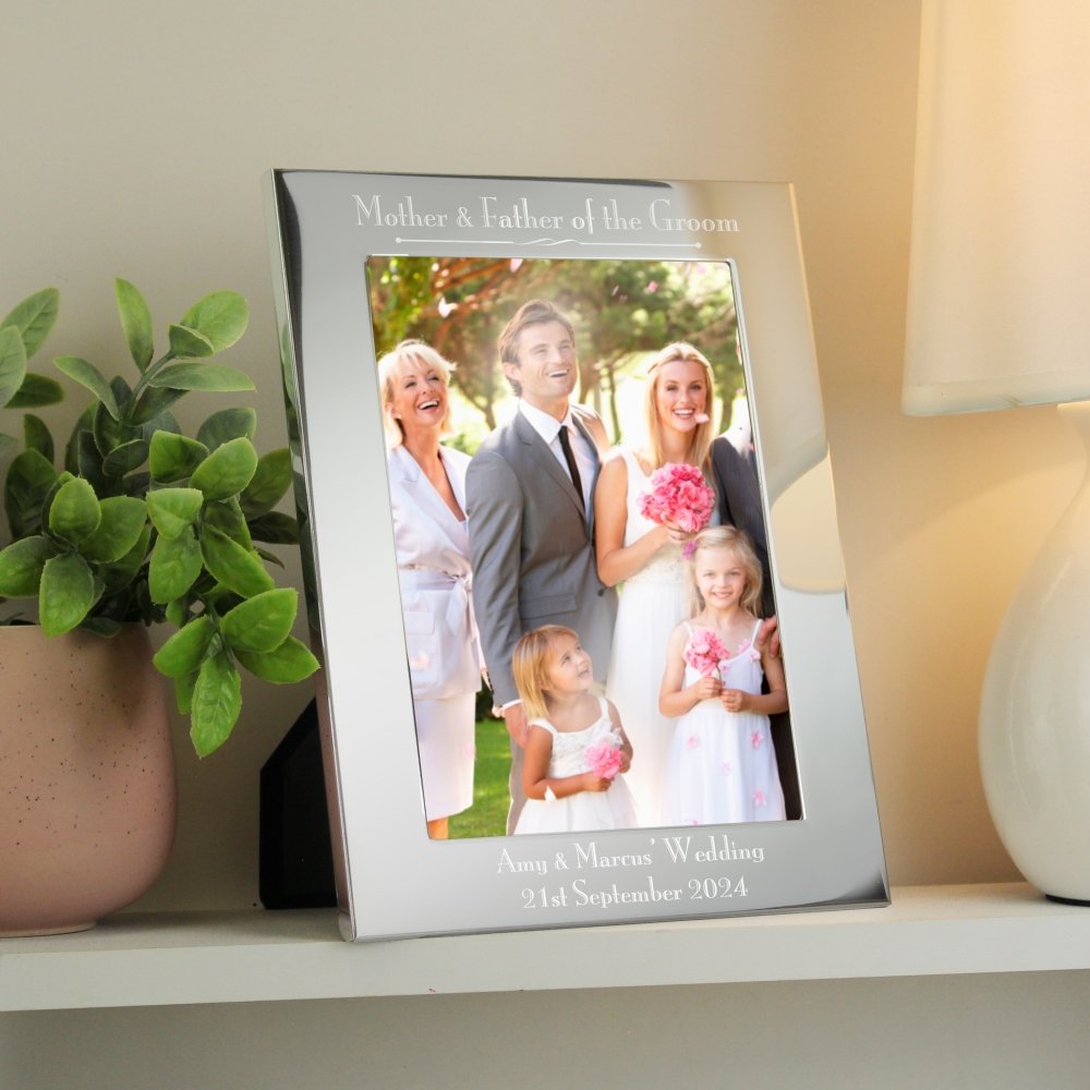 Personalised Silver 5x7 Inch Decorative Mother & Father Of The Bride Photo Frame