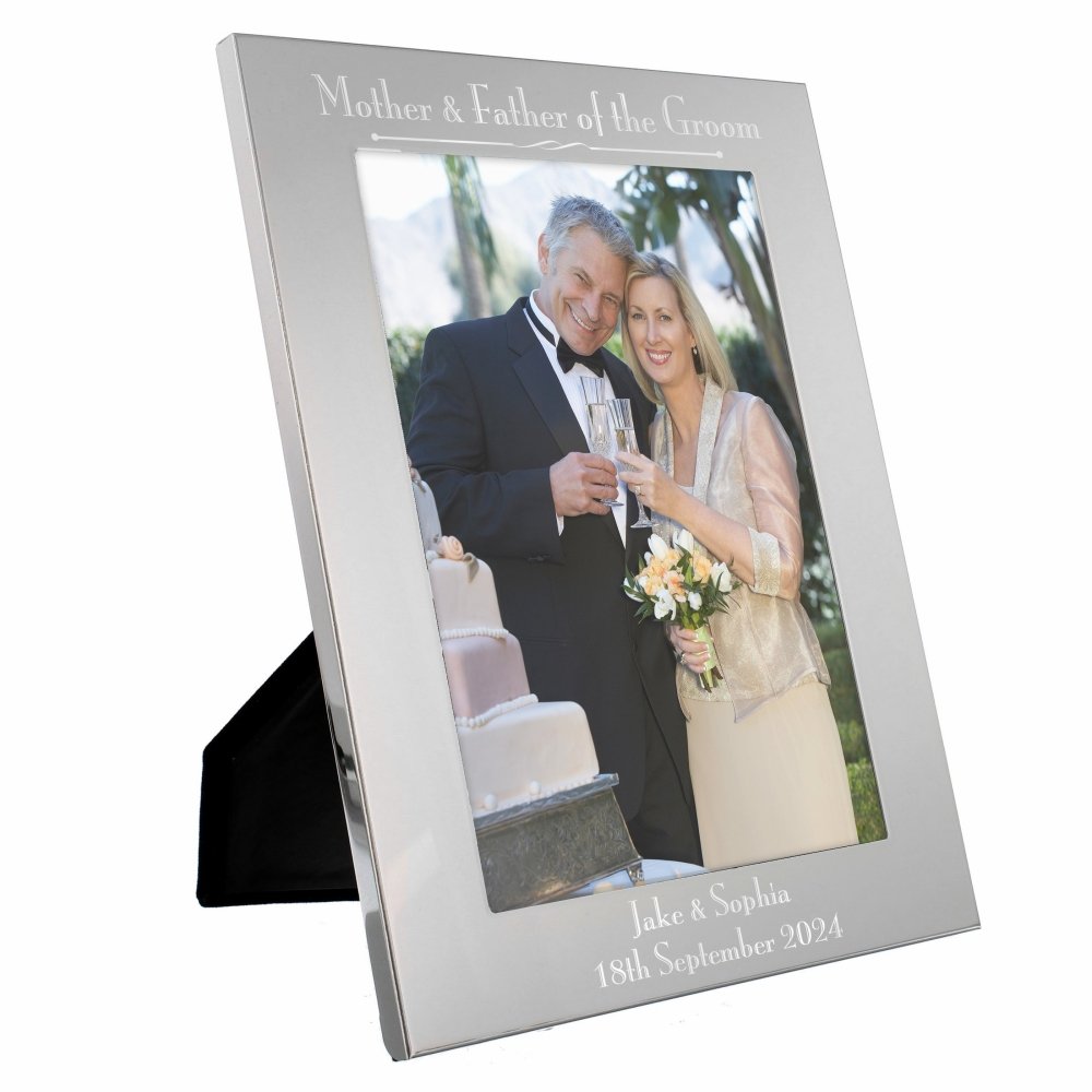 Personalised Silver 5x7 Inch Decorative Mother & Father Of The Bride Photo Frame