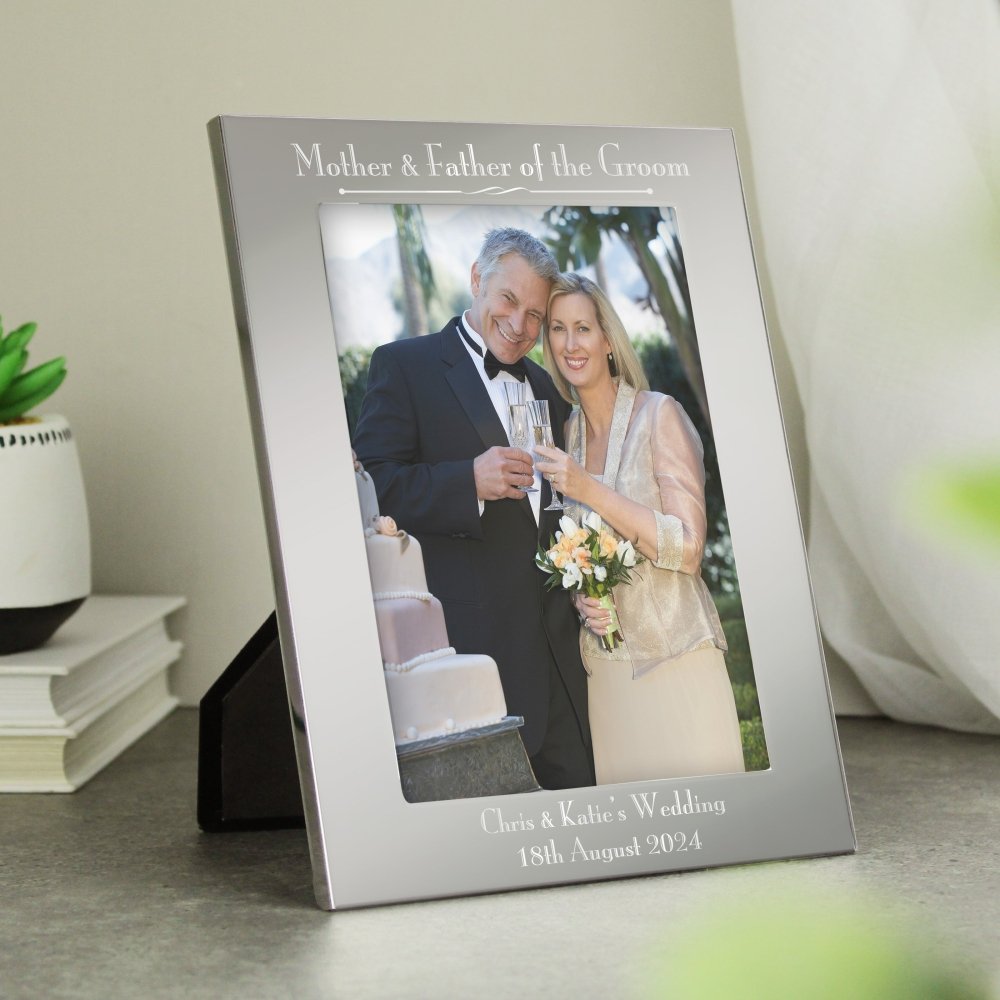 Personalised Silver 5x7 Inch Decorative Mother & Father Of The Bride Photo Frame
