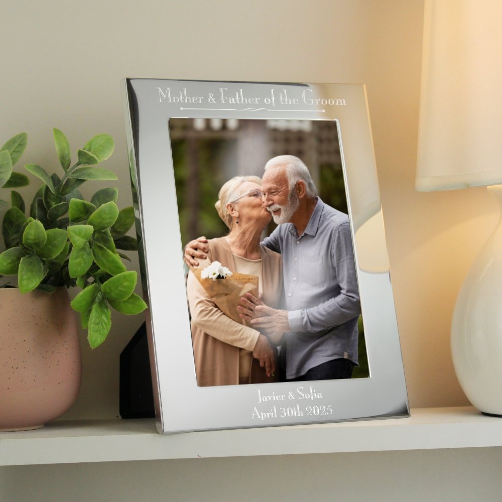 Personalised Silver 5x7 Inch Decorative Mother & Father Of The Groom Photo Frame