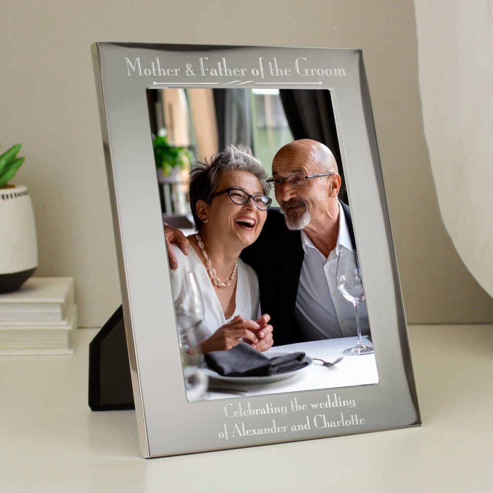 Personalised Silver 5x7 Inch Decorative Mother & Father Of The Groom Photo Frame