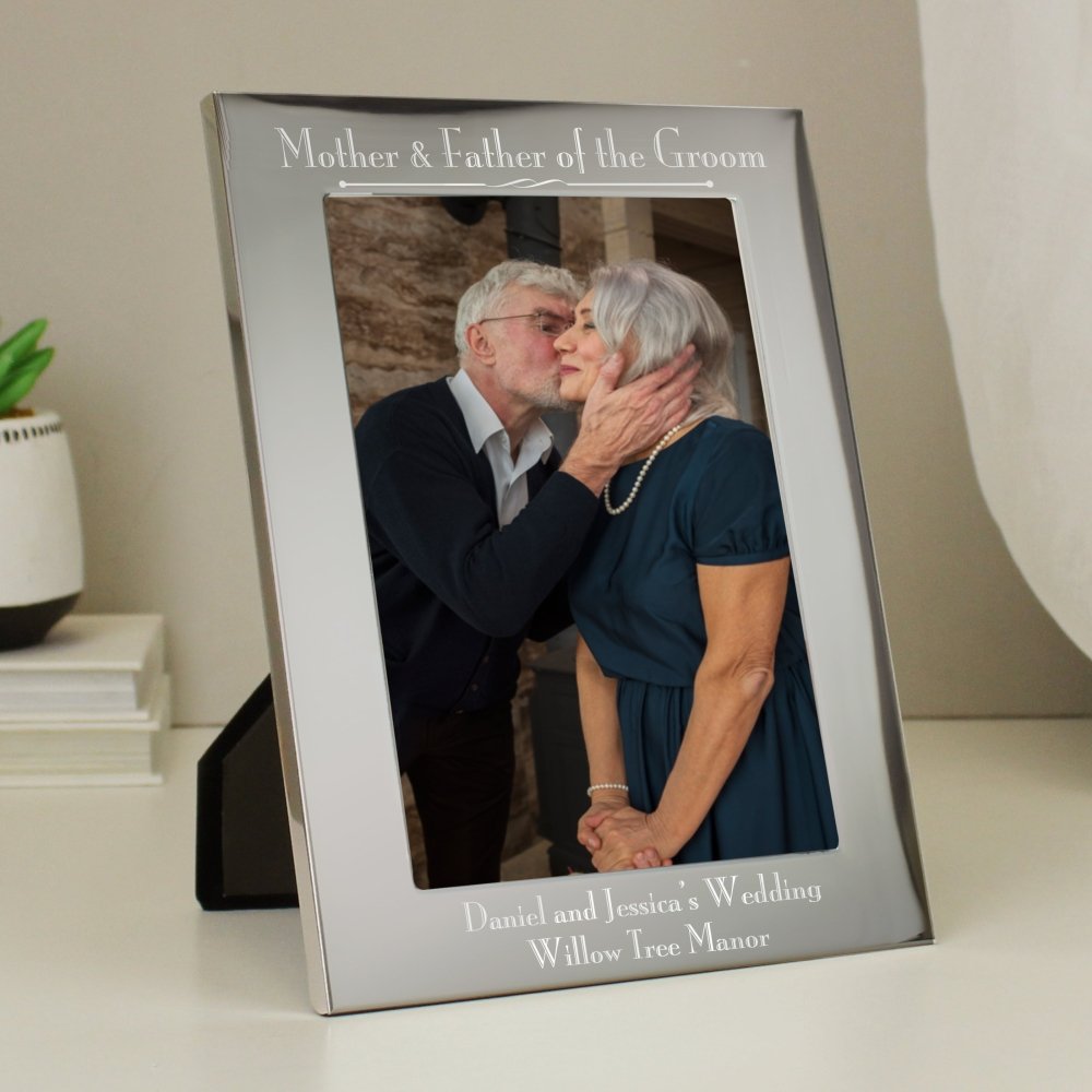 Personalised Silver 5x7 Inch Decorative Mother & Father Of The Groom Photo Frame