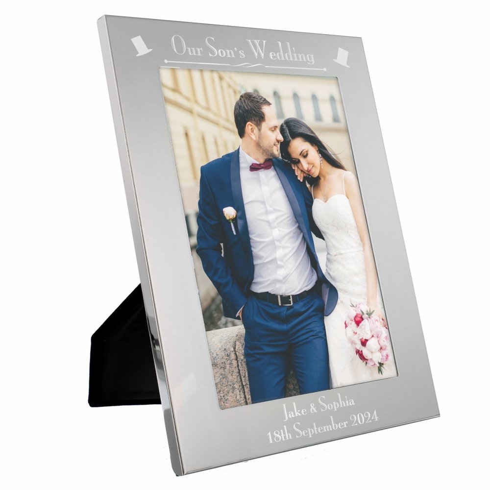 Personalised Silver 5x7 Inch Decorative Our Sons Wedding Photo Frame