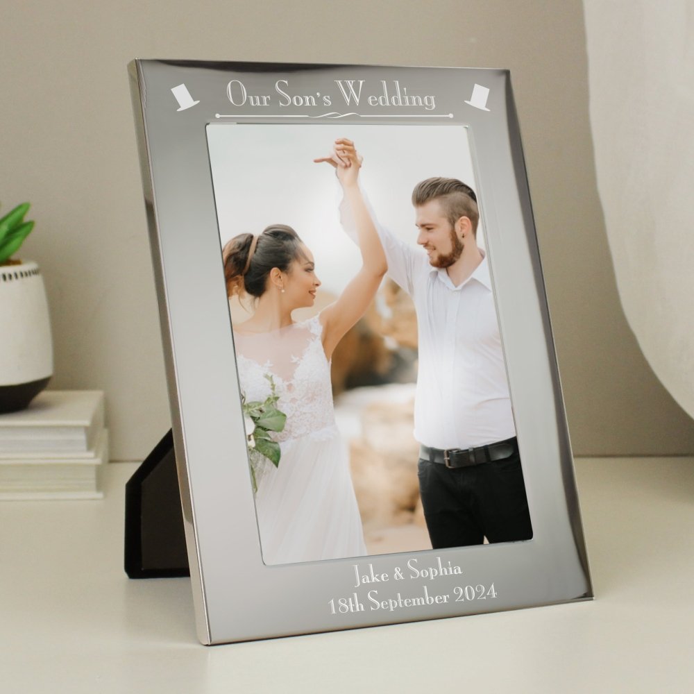 Personalised Silver 5x7 Inch Decorative Our Sons Wedding Photo Frame