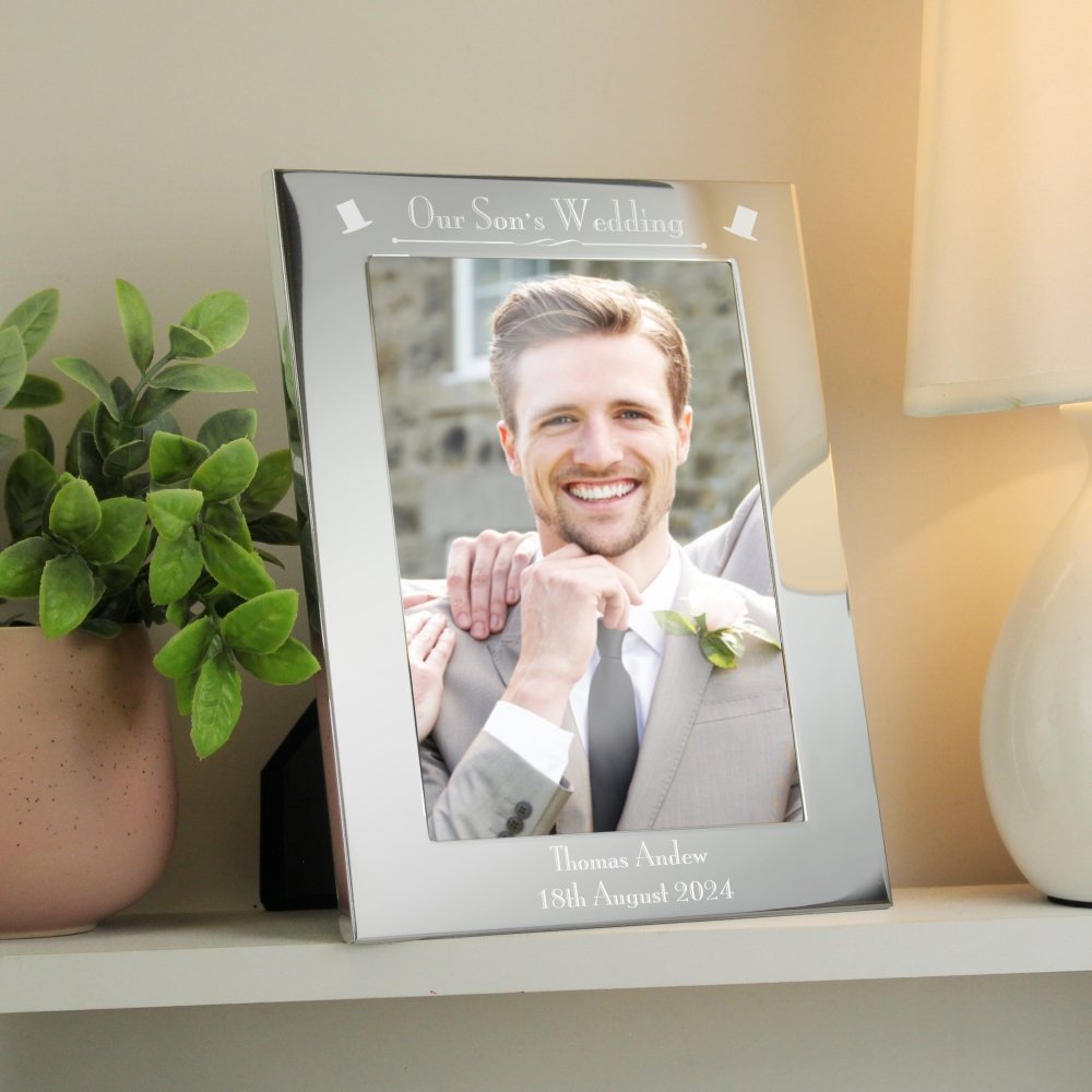 Personalised Silver 5x7 Inch Decorative Our Sons Wedding Photo Frame