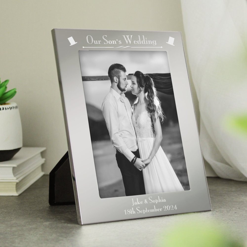 Personalised Silver 5x7 Inch Decorative Our Sons Wedding Photo Frame