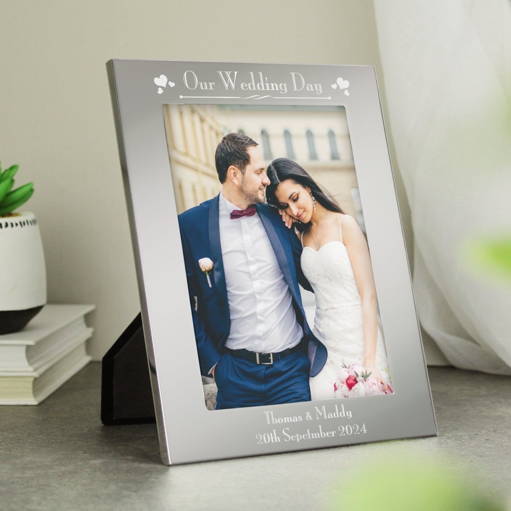 Personalised Silver 5x7 Inch Decorative Our Wedding Day Photo Frame