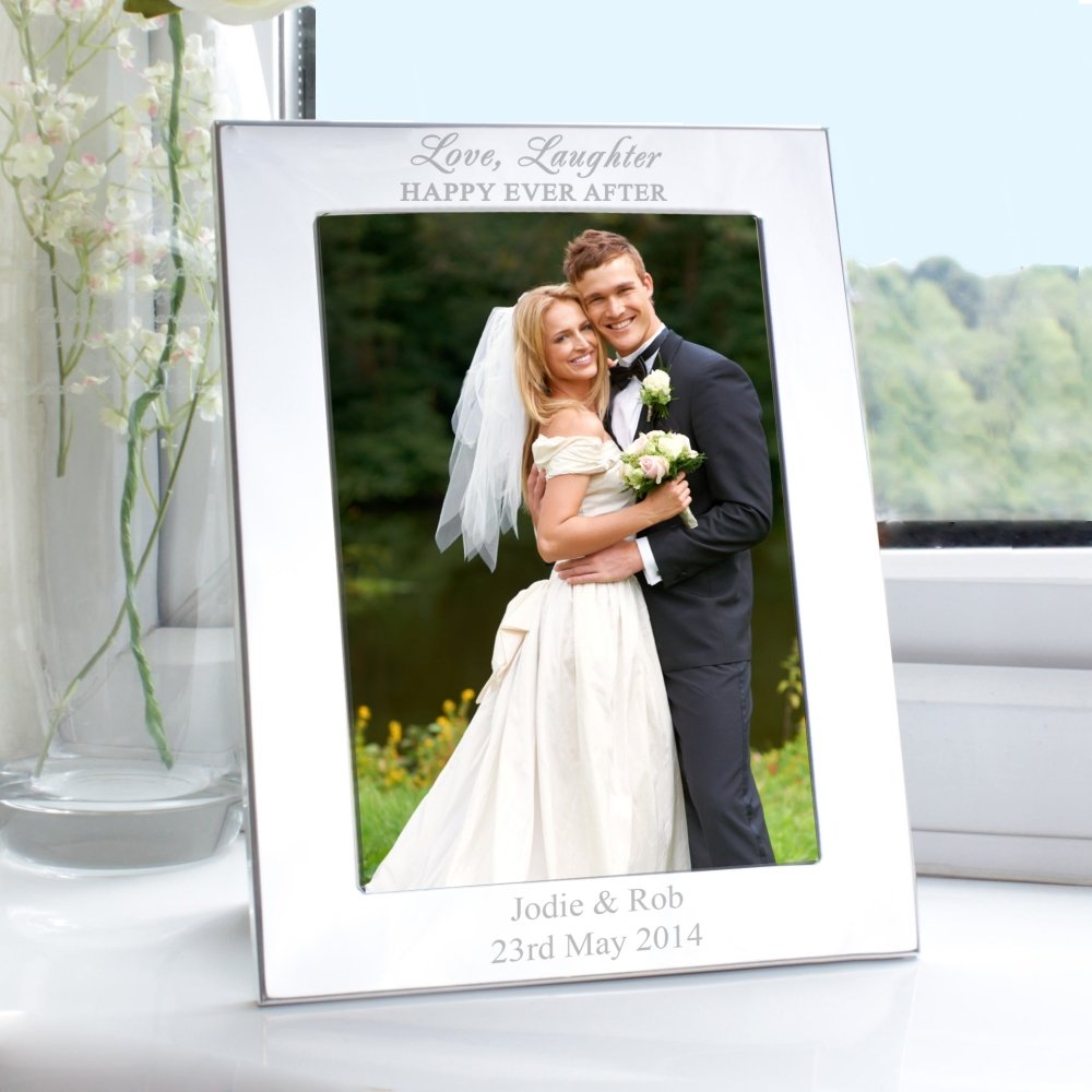 Personalised Silver 5x7 Inch Happily Ever After Photo Frame