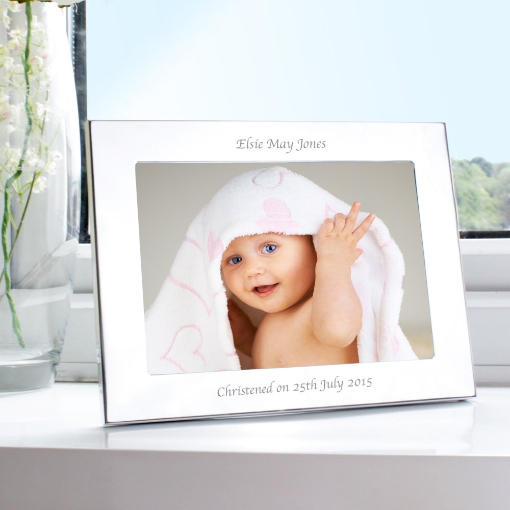 Personalised Silver 7x5 Inch Landscape Photo Frame
