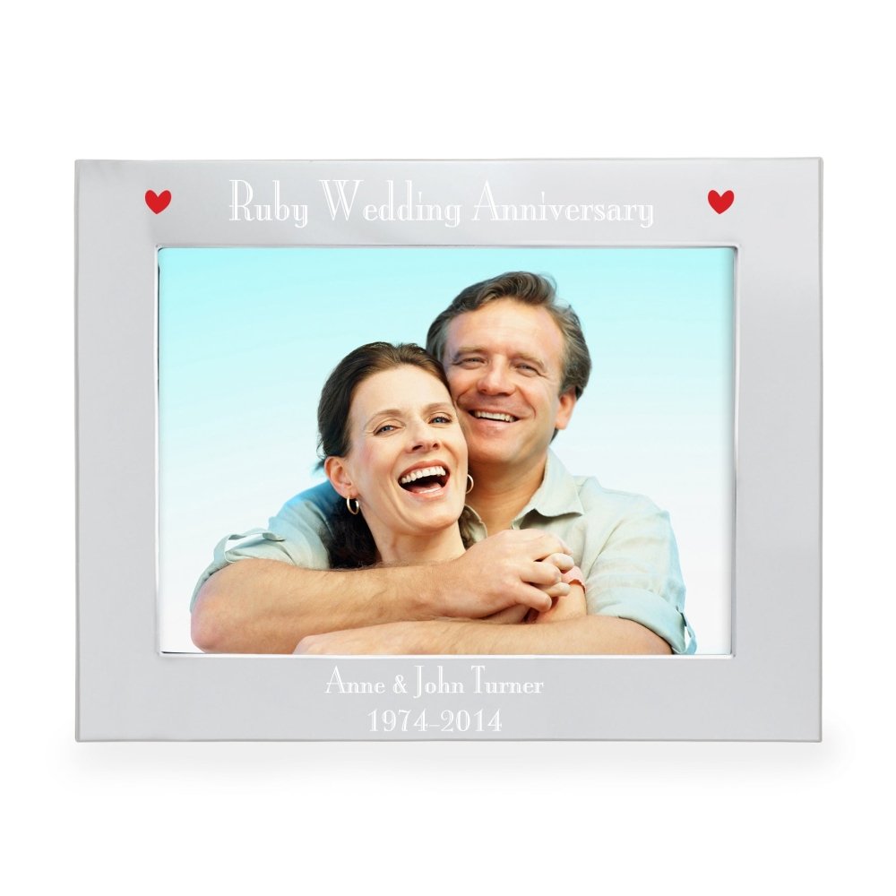 Personalised Silver 7x5 Inch Ruby Anniversary Landscape Photo Frame