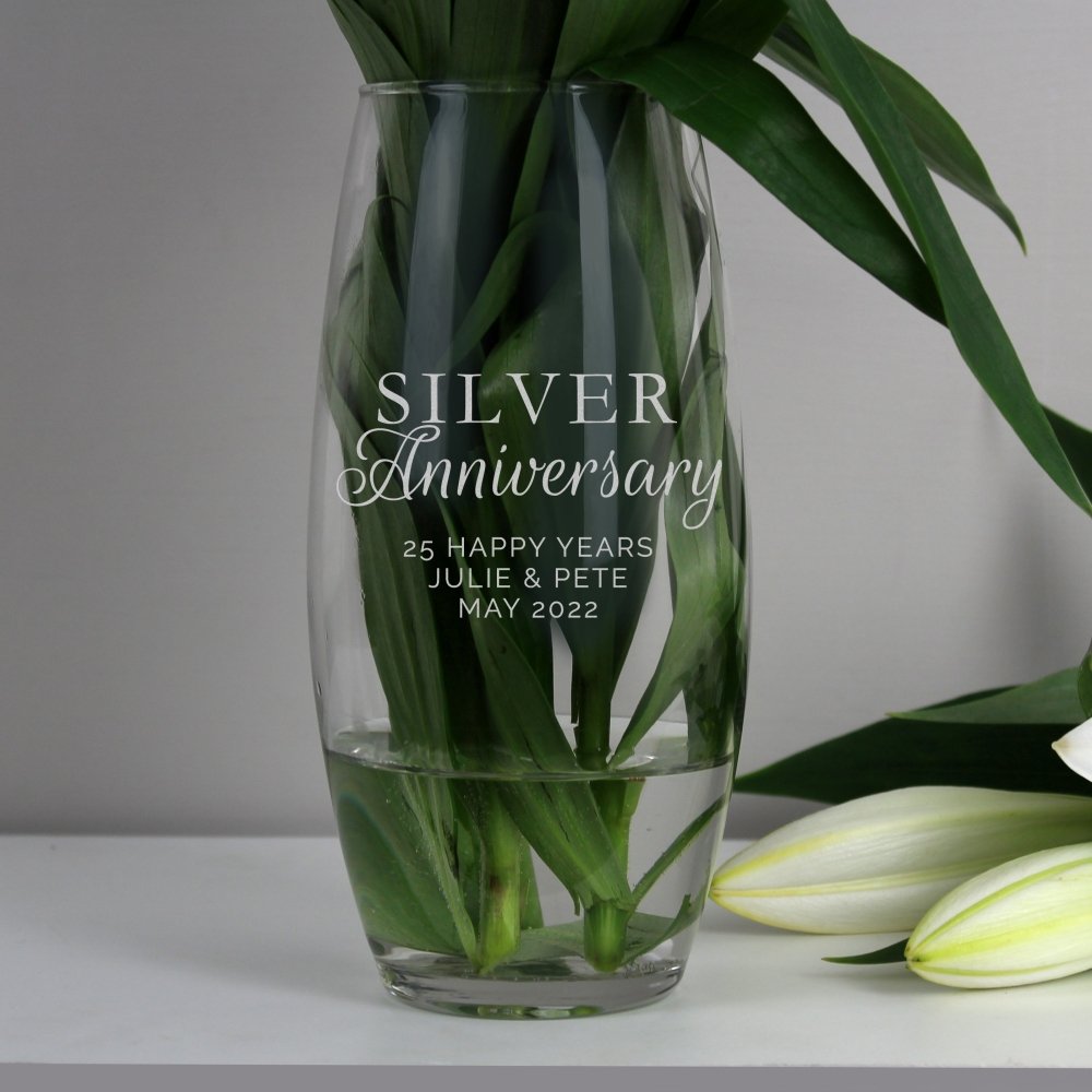 Personalised 'silver Anniversary' Bullet Vase