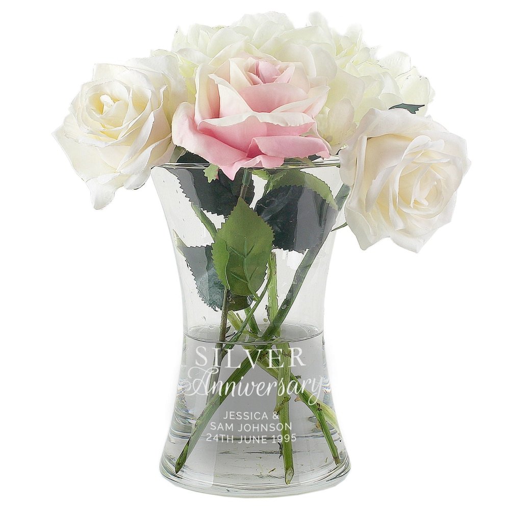 Personalised 'silver Anniversary' Glass Vase