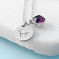 Personalised Silver Birthstone Crystal And Disc Necklace